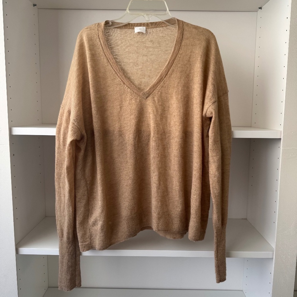 C.T. PLAGE Brown Cashmere V Neck Sweater - Picture 1 of 4